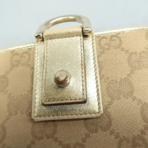 100% Authentic GUCCI D-ring Brown Cloth Wallet 286-091824 - Picture 11 of 12